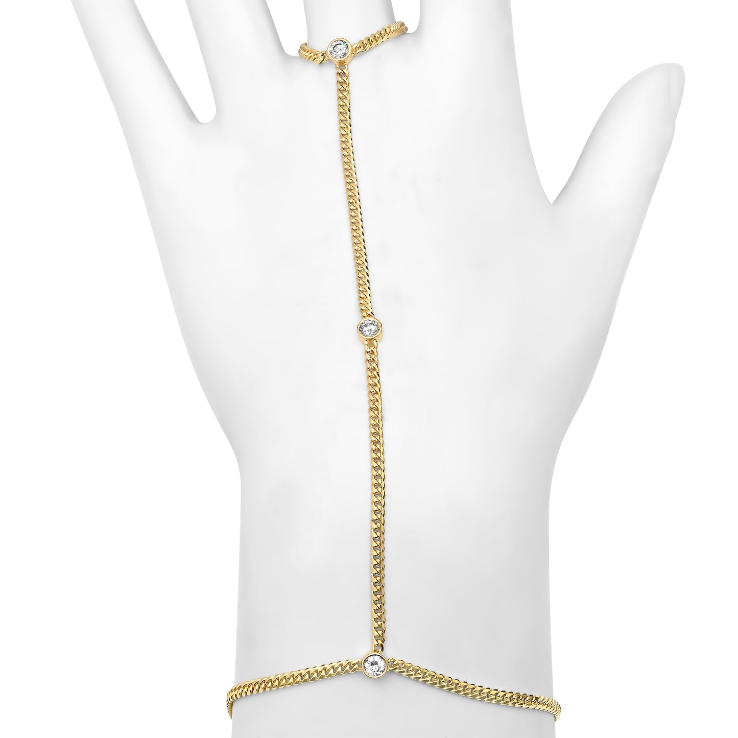 14k Gold Diamond Mini Miami Cuban Hand Chain