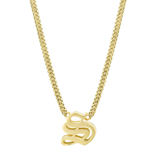 14k Gold Mini Miami Cuban Link Thick Initial Necklace