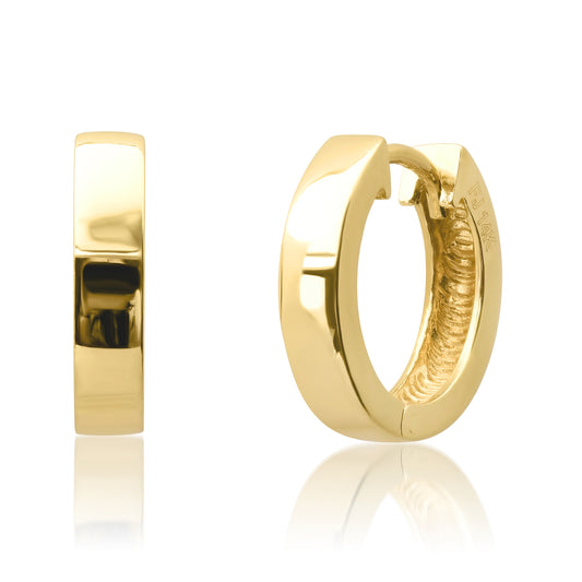 14k Gold Thick Huggie Hoop Earrings