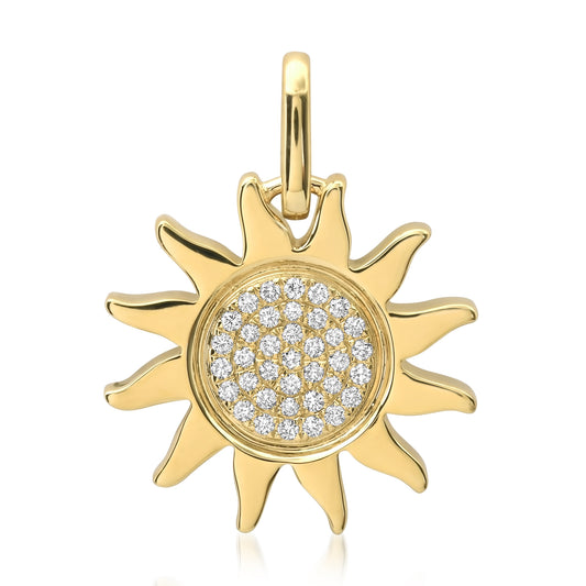 14k Gold Diamond Sun Charm