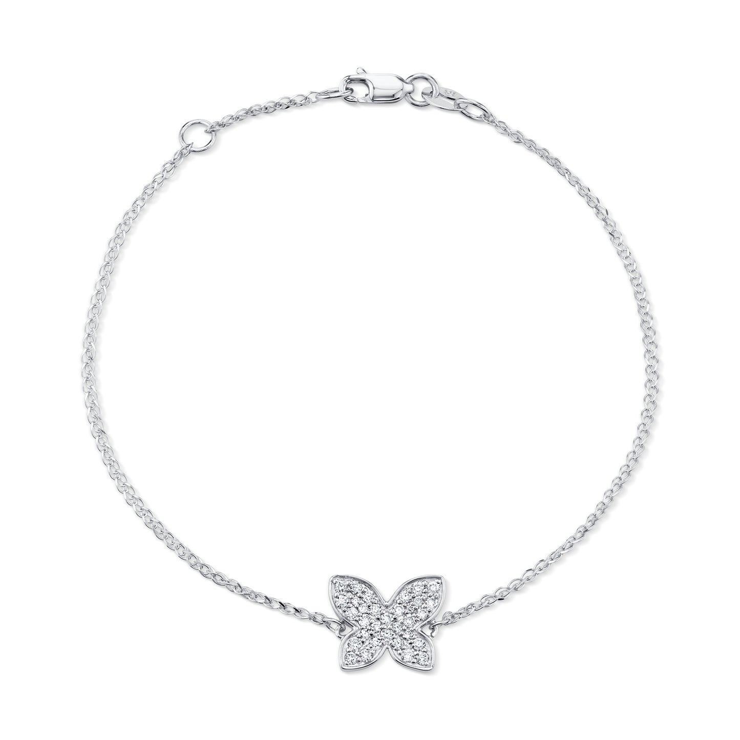 14k Gold Diamond Floating Butterfly Bracelet