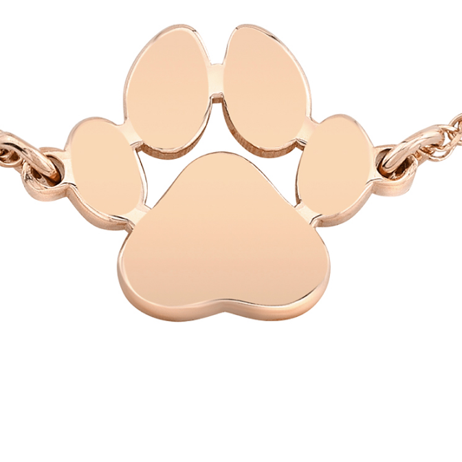 14k Gold Floating Dog Paw Print Bracelet