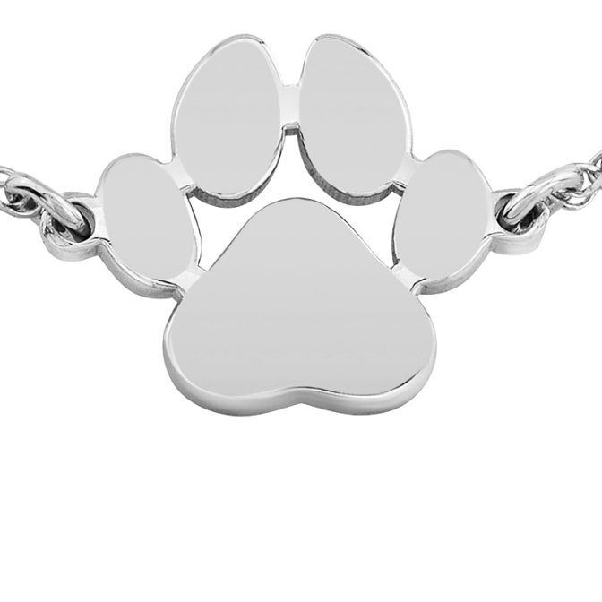 14k Gold Floating Dog Paw Print Bracelet