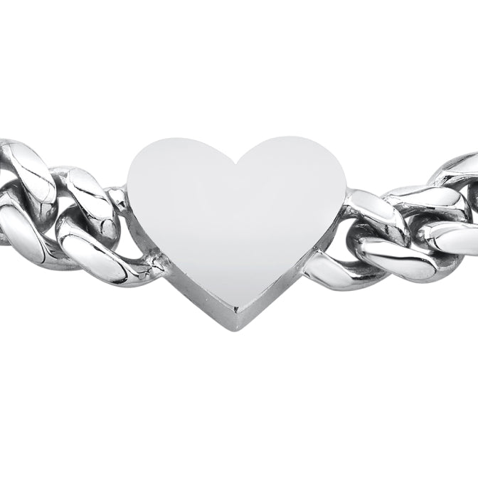 14k Gold Miami Cuban Link Thick Floating Heart Bracelet