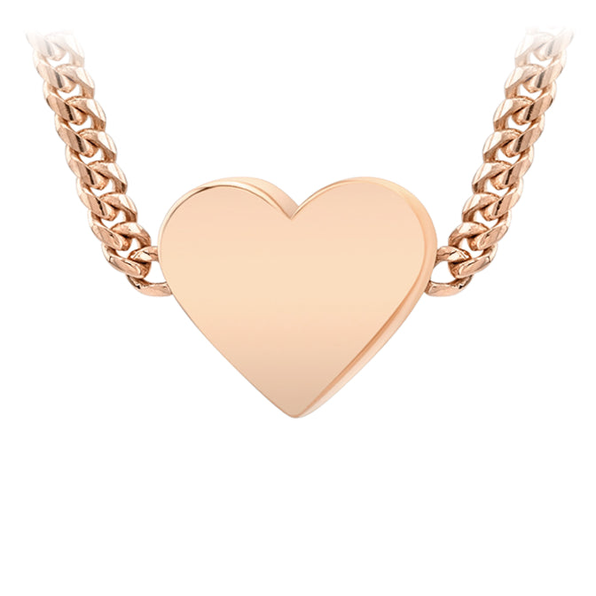 14K Gold Mini Miami Cuban Link Thick Floating Heart Necklace