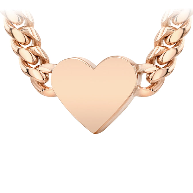 14K Gold Thick Miami Cuban Link Thick Floating Heart Necklace