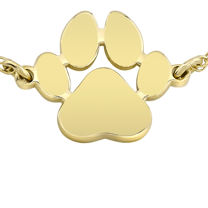 14k Gold Floating Dog Paw Print Bracelet