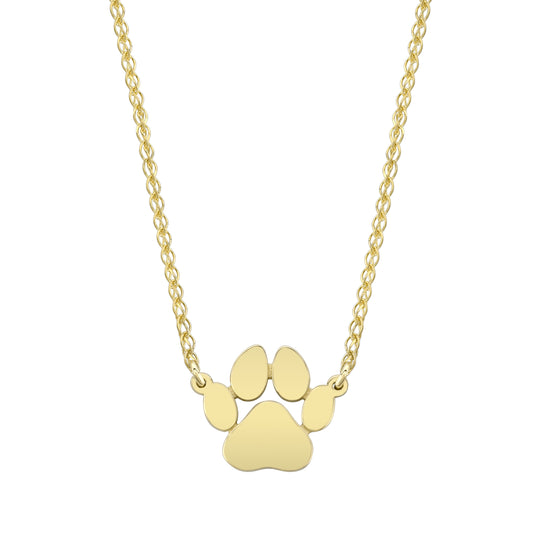 14K Gold Floating Dog Paw Print Necklace