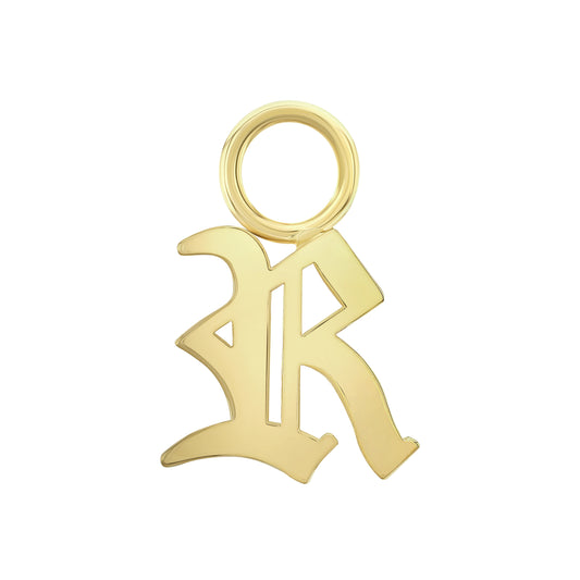 14k Gold Initial Hoop Charm