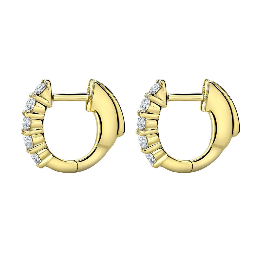 14k Gold Diamond Eternity Huggie Hoops with Security Latch