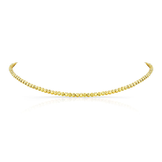 14k Gold Diamond Cut Bead Choker