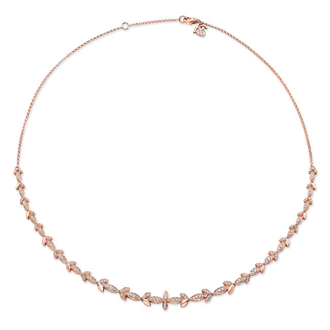 14k Gold Diamond Leaf Necklace