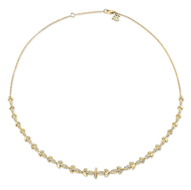 14k Gold Diamond Leaf Necklace