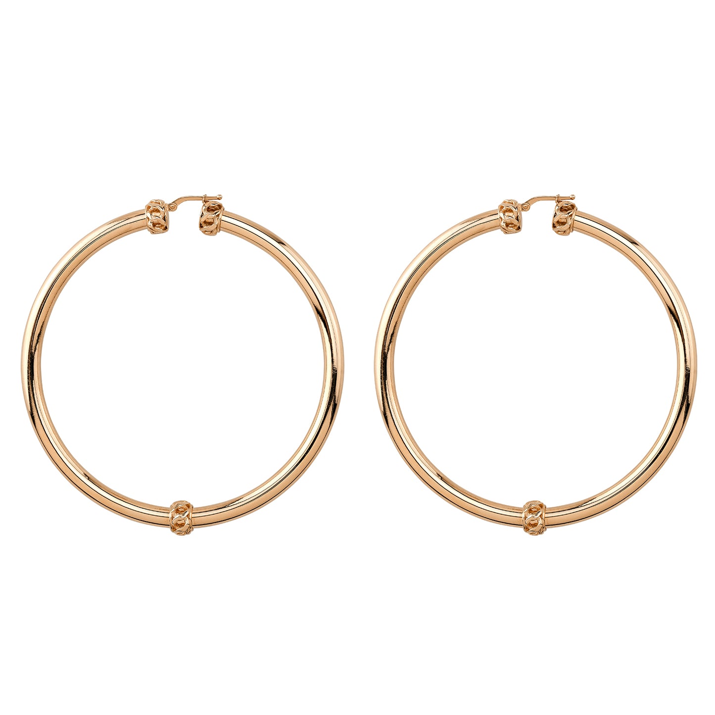 14k Gold Jumbo Cuban Link Tube Hoops