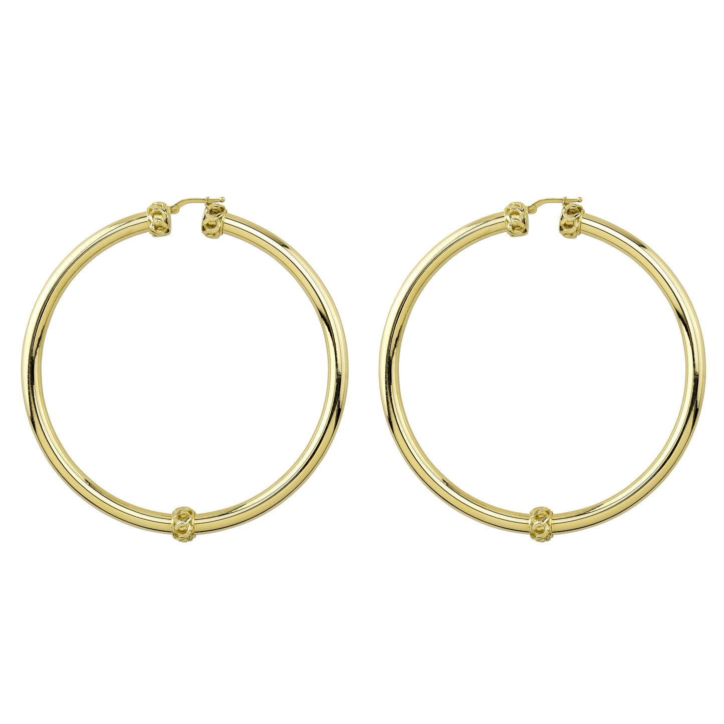 14k Gold Jumbo Cuban Link Tube Hoops