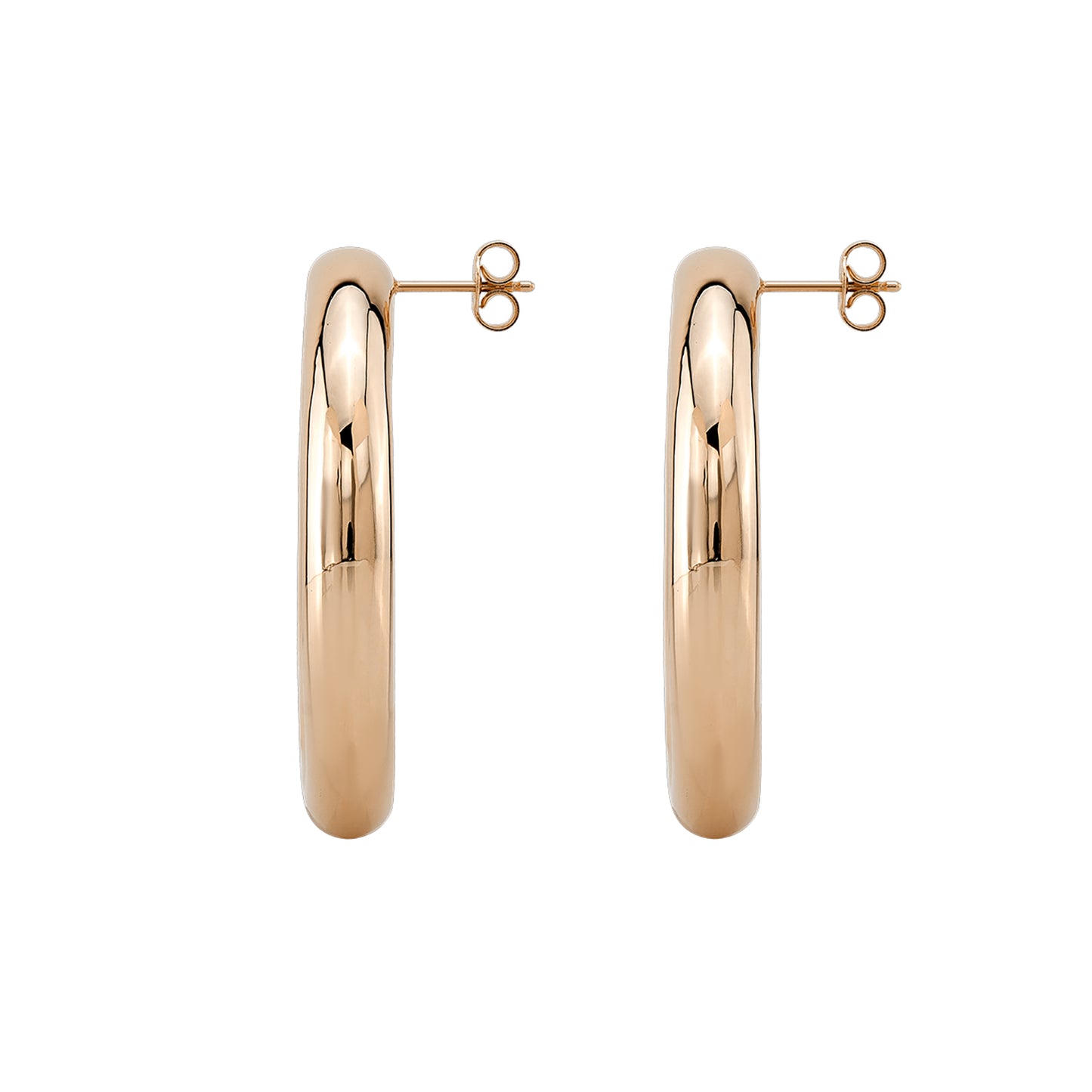 14k Gold Post Back Tube Hoops