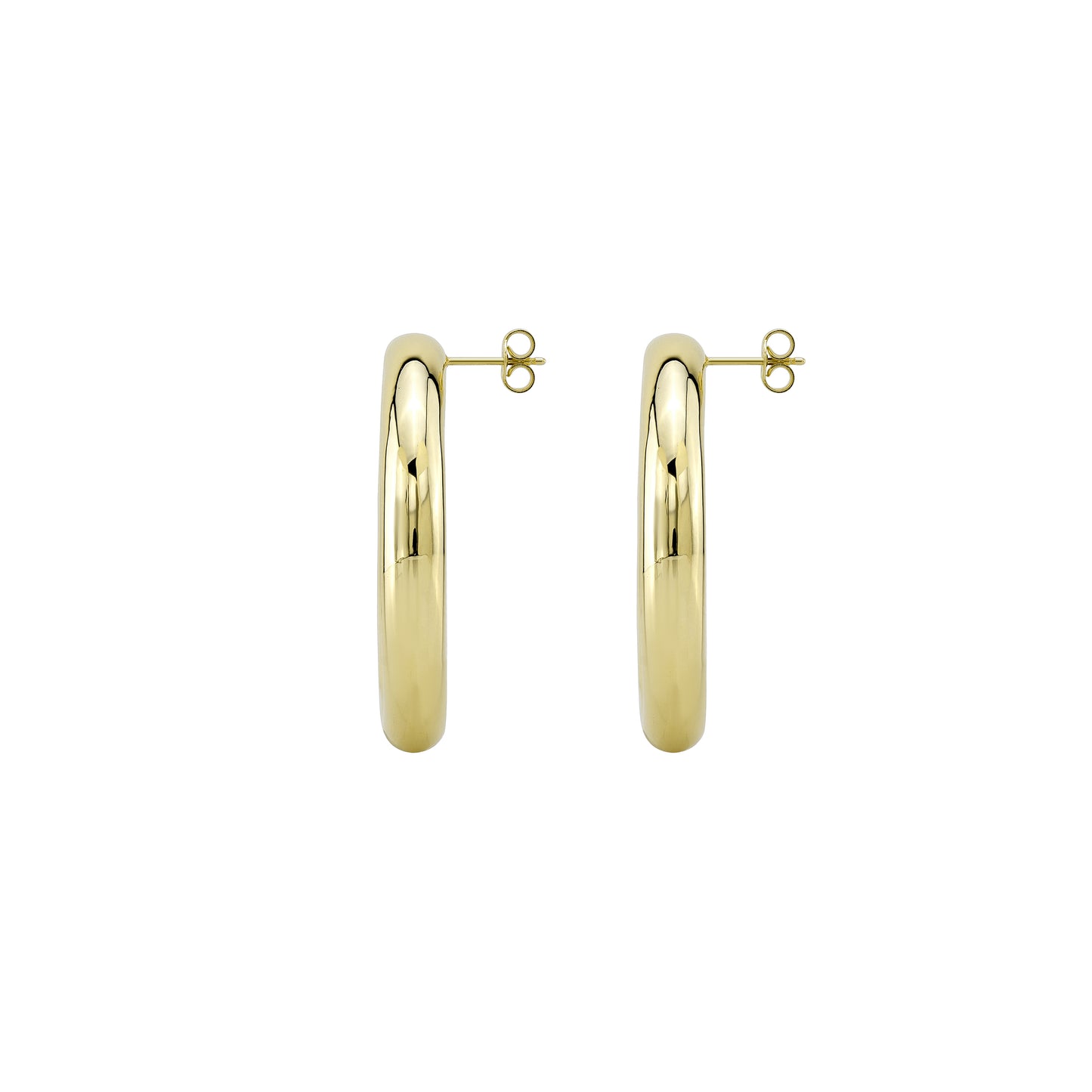 14k Gold Post Back Tube Hoops