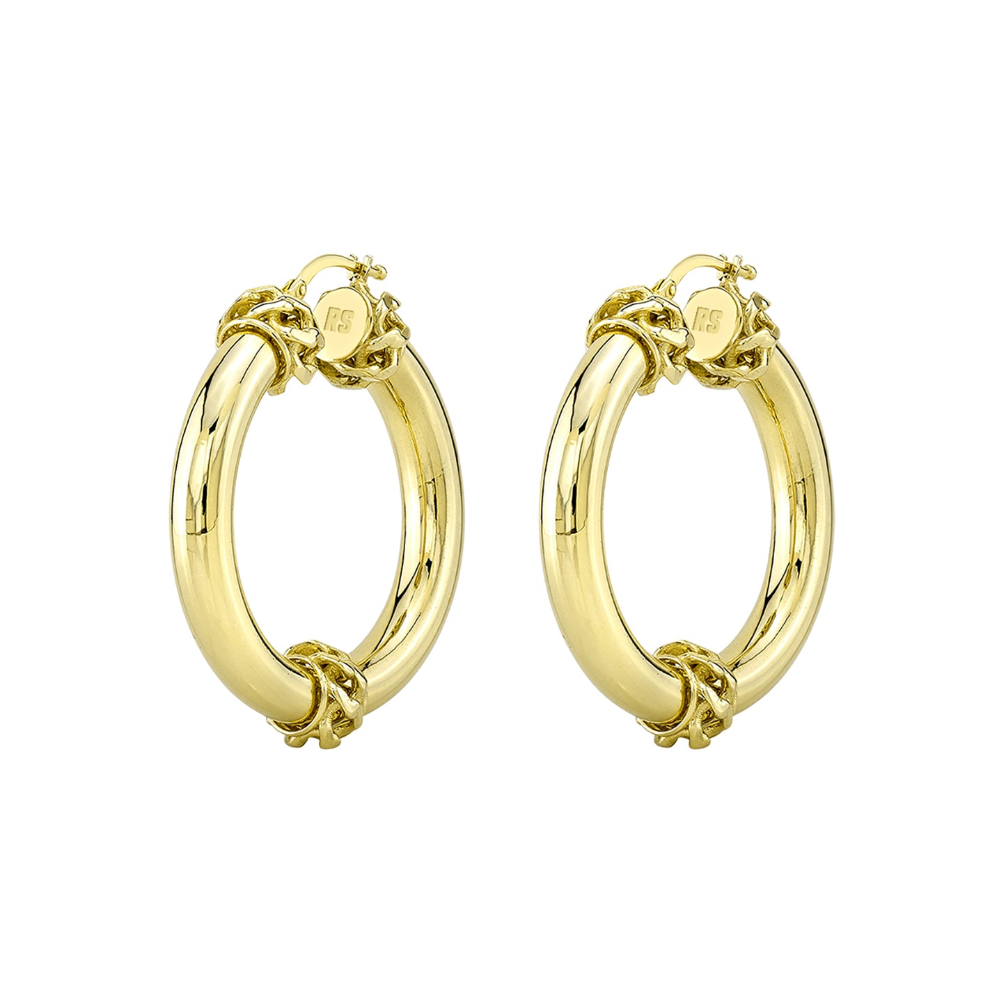 14k Gold Cuban Link Tube Hoops