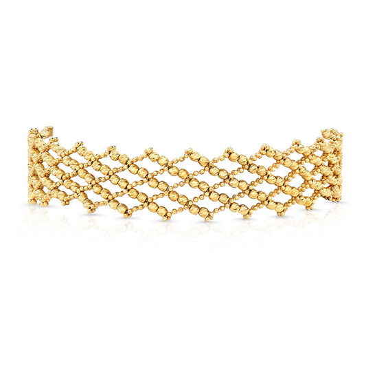 14k Gold Diamond Cut Crosshatch Choker