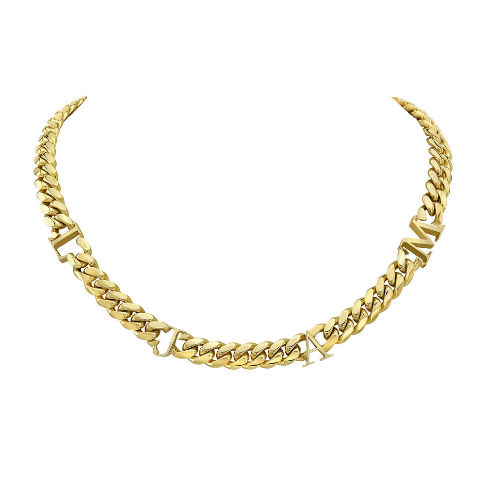 14K GOLD JUMBO MIAMI CUBAN LINK THICK NAMEPLATE NECKLACE