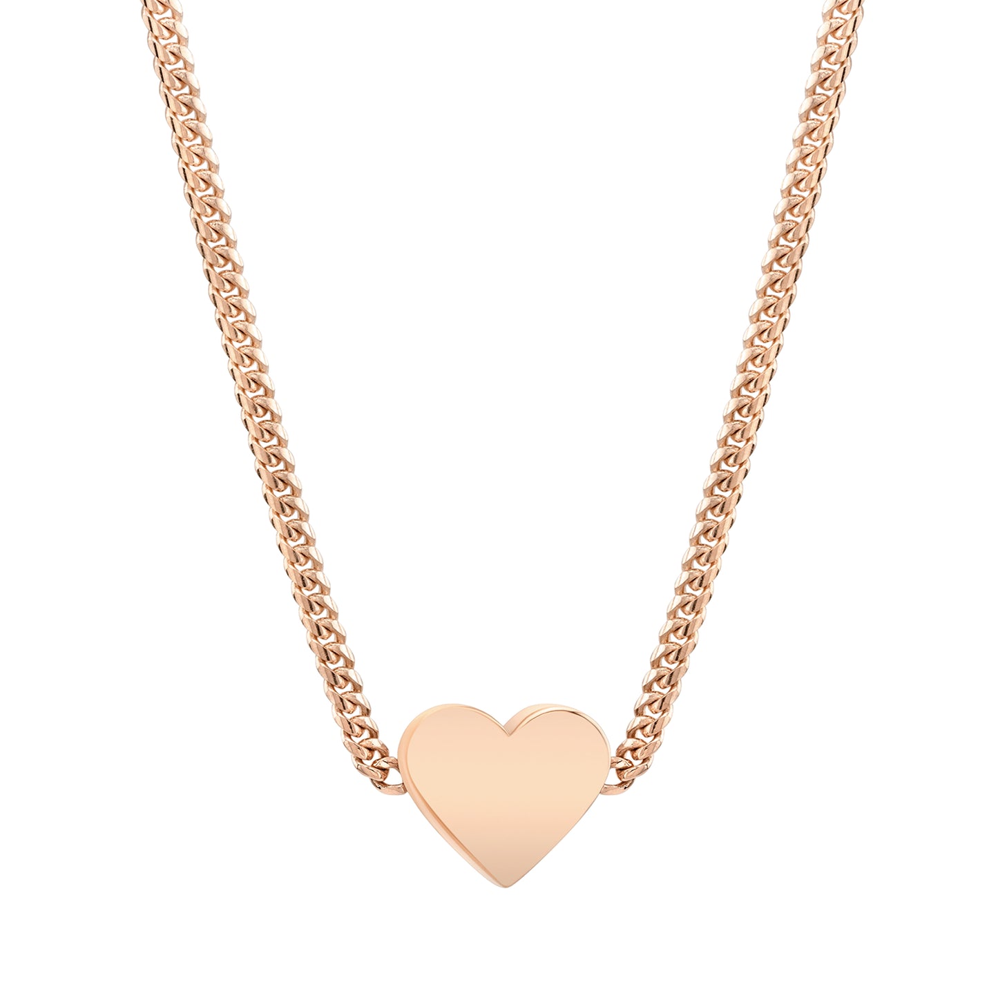 14K Gold Mini Miami Cuban Link Thick Floating Heart Necklace