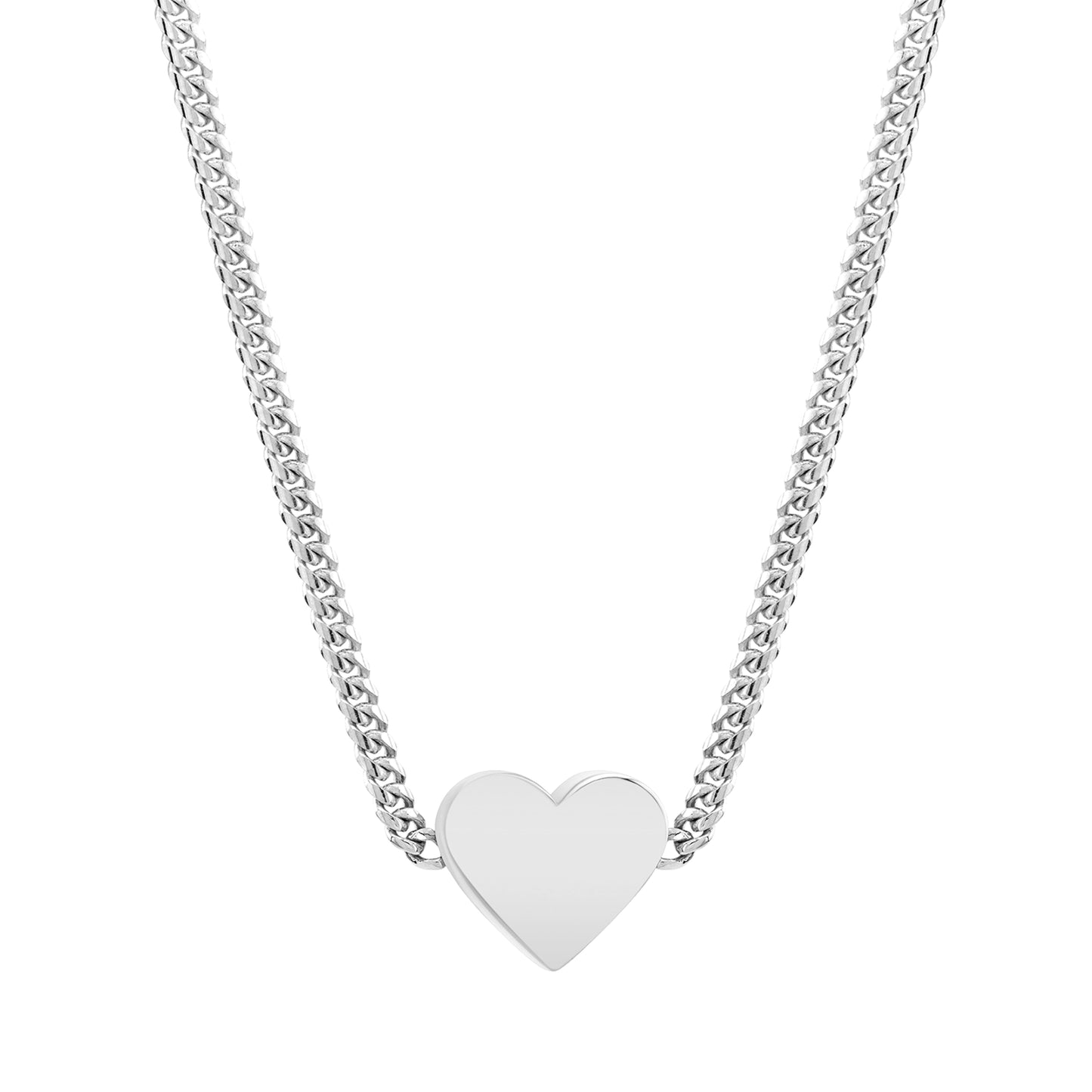 14K Gold Mini Miami Cuban Link Thick Floating Heart Necklace