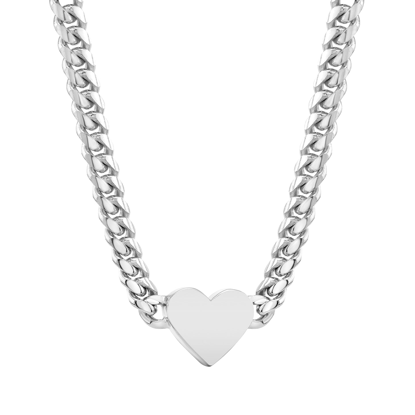 14K Gold Thick Miami Cuban Link Thick Floating Heart Necklace