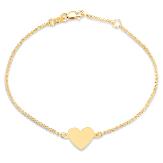 14k Gold Floating Heart Bracelet