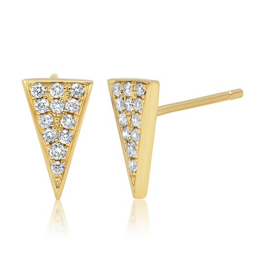 14k Gold Diamond Triangle Stud Earrings