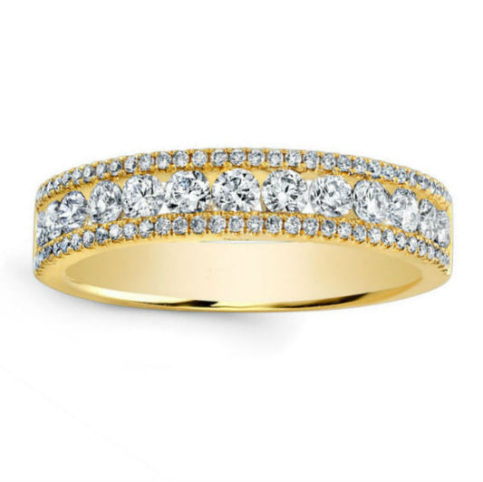 14k Gold Diamond Pave and Channel Ring