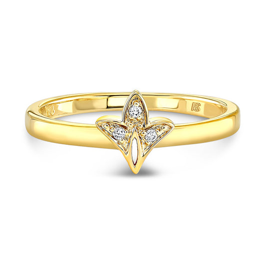 14k Gold Diamond Leaf Ring