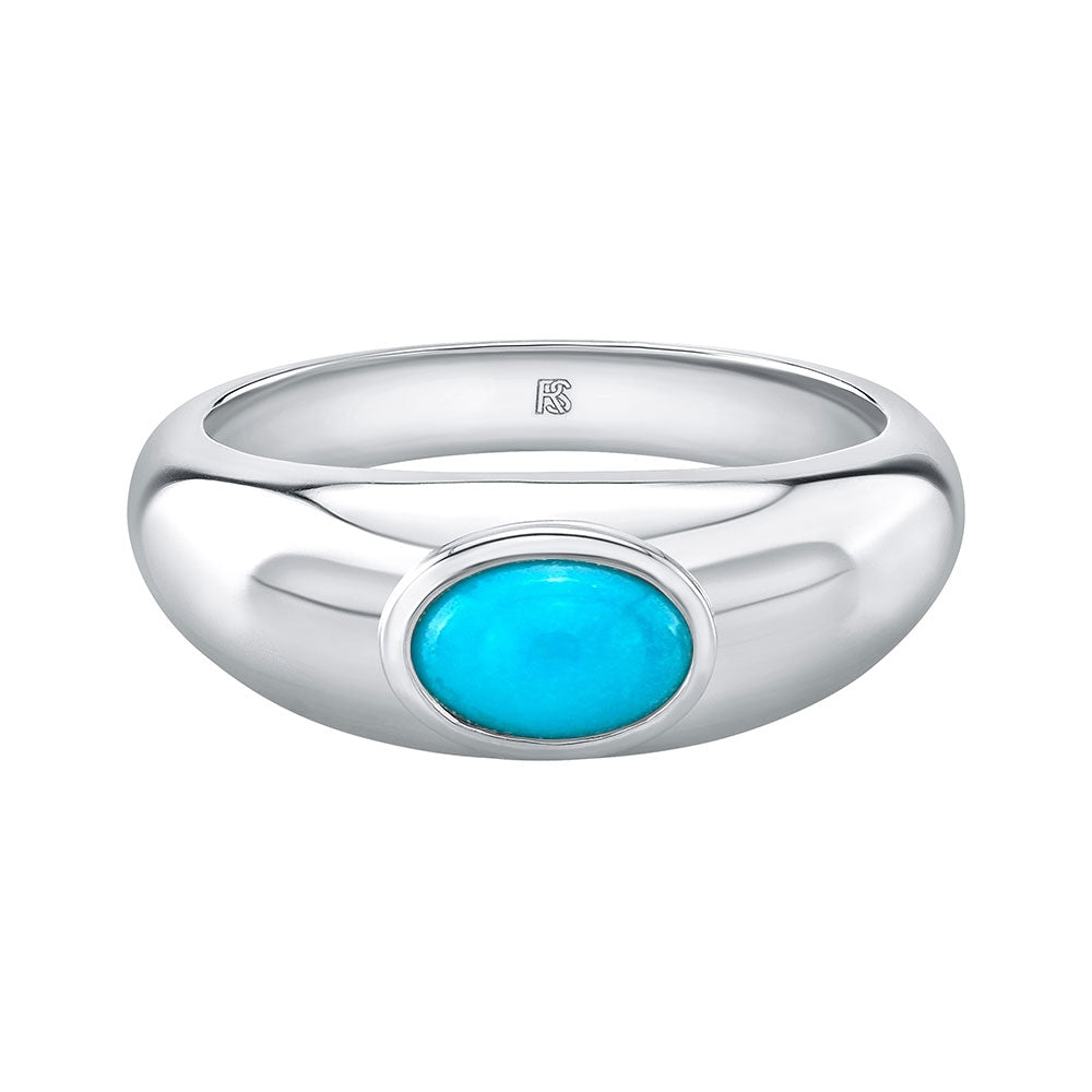 14k Gold Bezel Set Turquoise Dome Ring