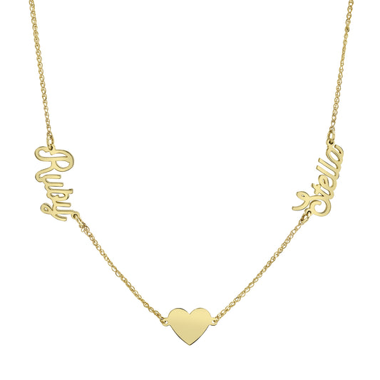 14k Gold Floating Heart Nameplate Necklace