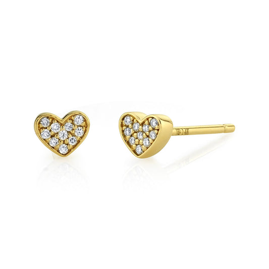 14k Gold Diamond Mini Heart Earrings