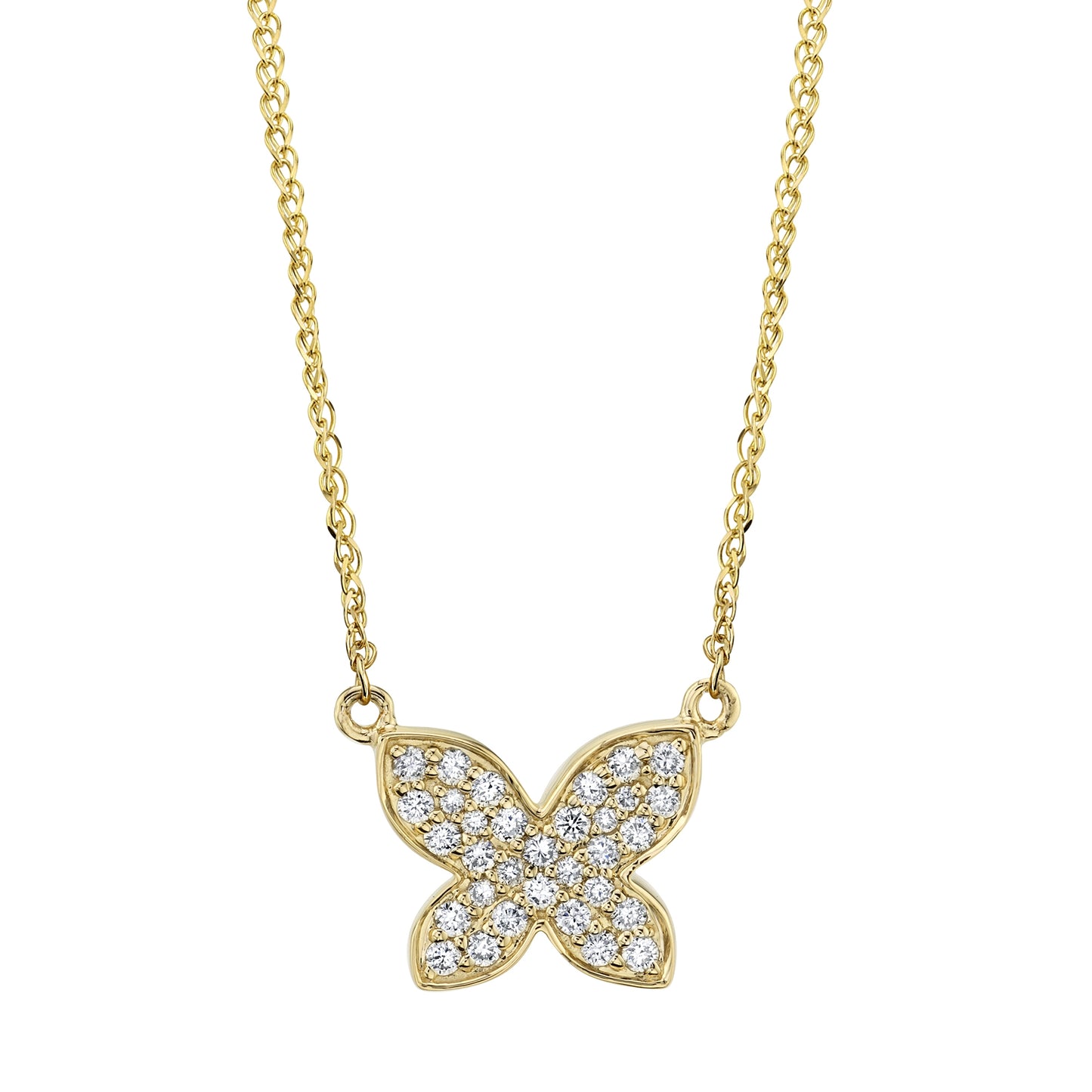 14k Gold Diamond Floating Butterfly Necklace