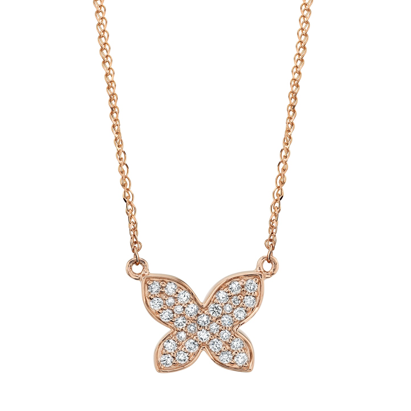 14k Gold Diamond Floating Butterfly Necklace