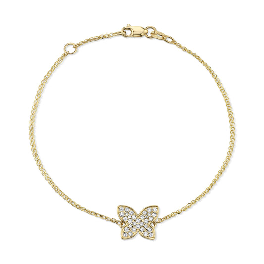 14k Gold Diamond Floating Butterfly Bracelet