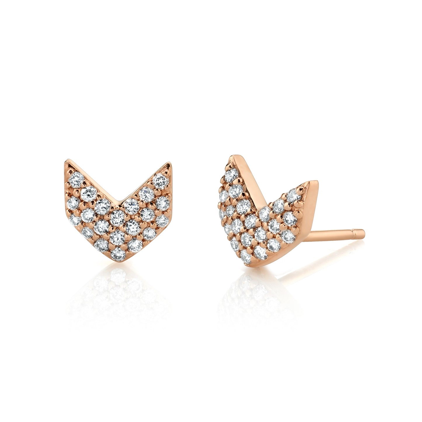 14k Gold Diamond Pave Chevron Earrings