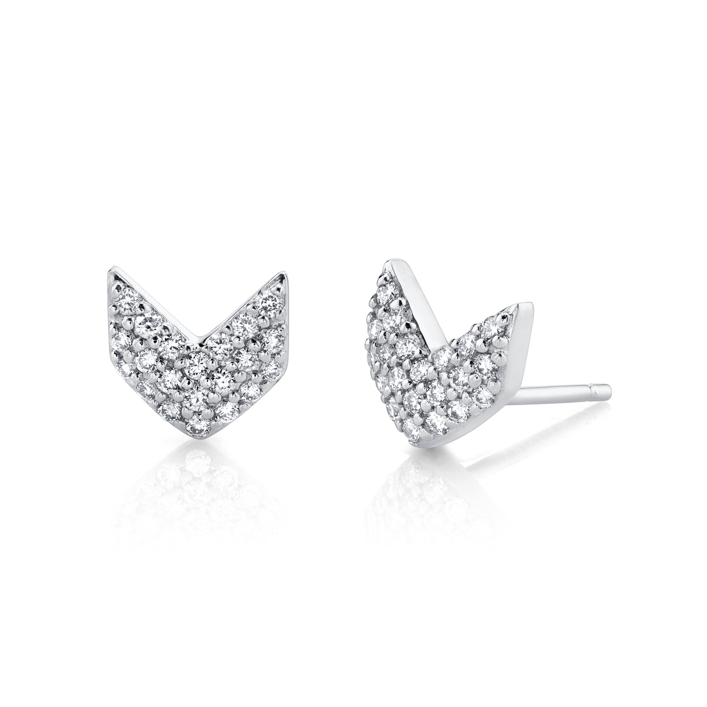 14k Gold Diamond Pave Chevron Earrings