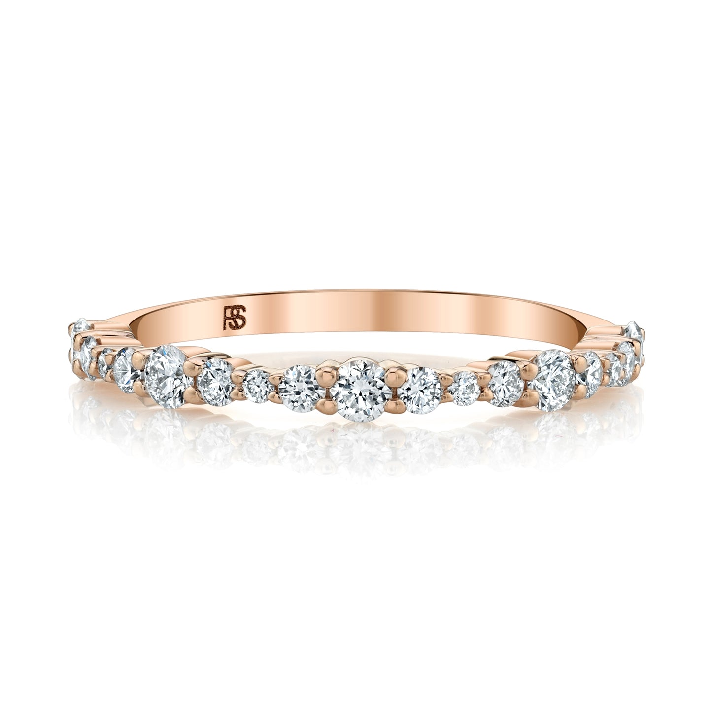 14k Gold Graduated Diamond Shared Prong Stack Ring