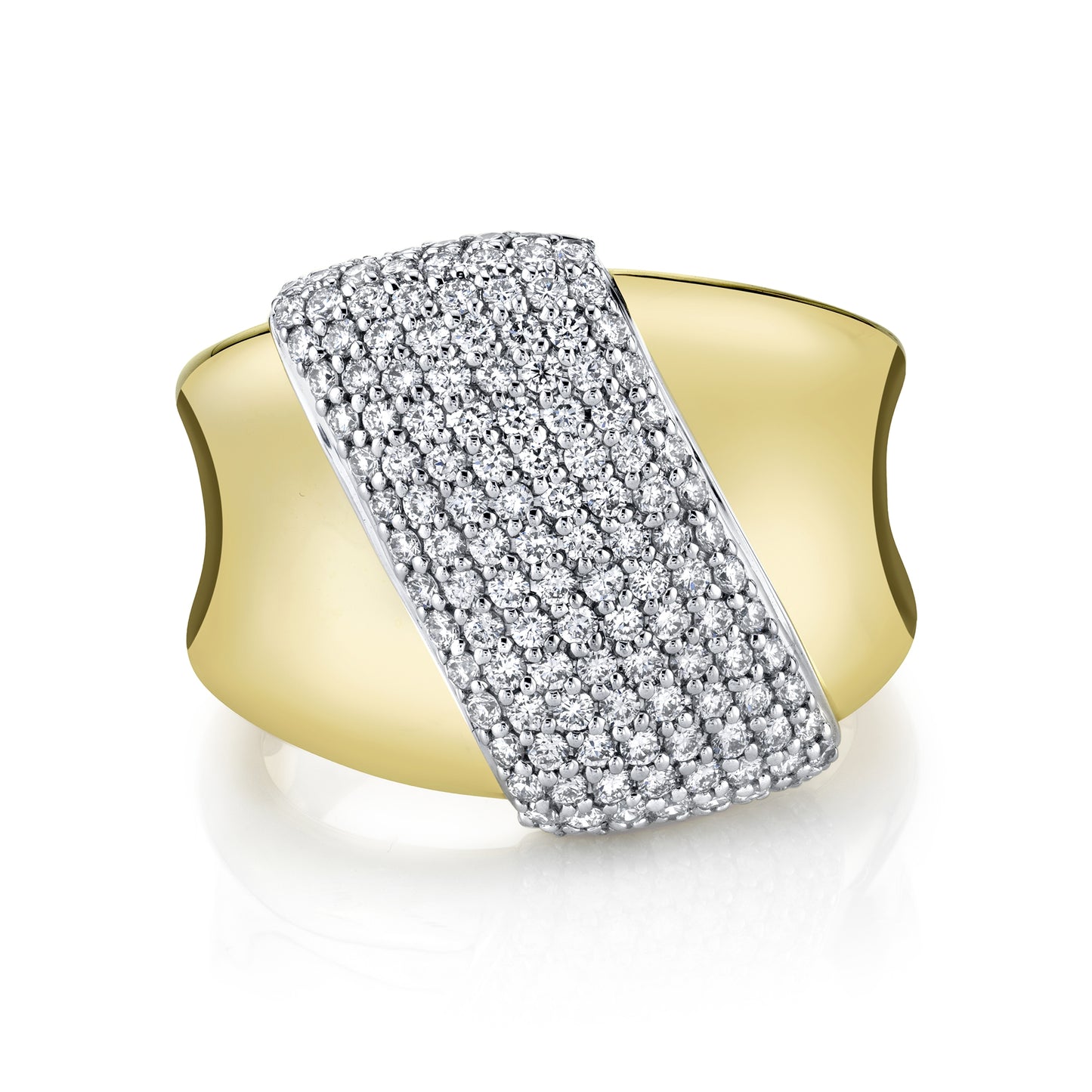 14k Gold Diamond Pave Slash Ring