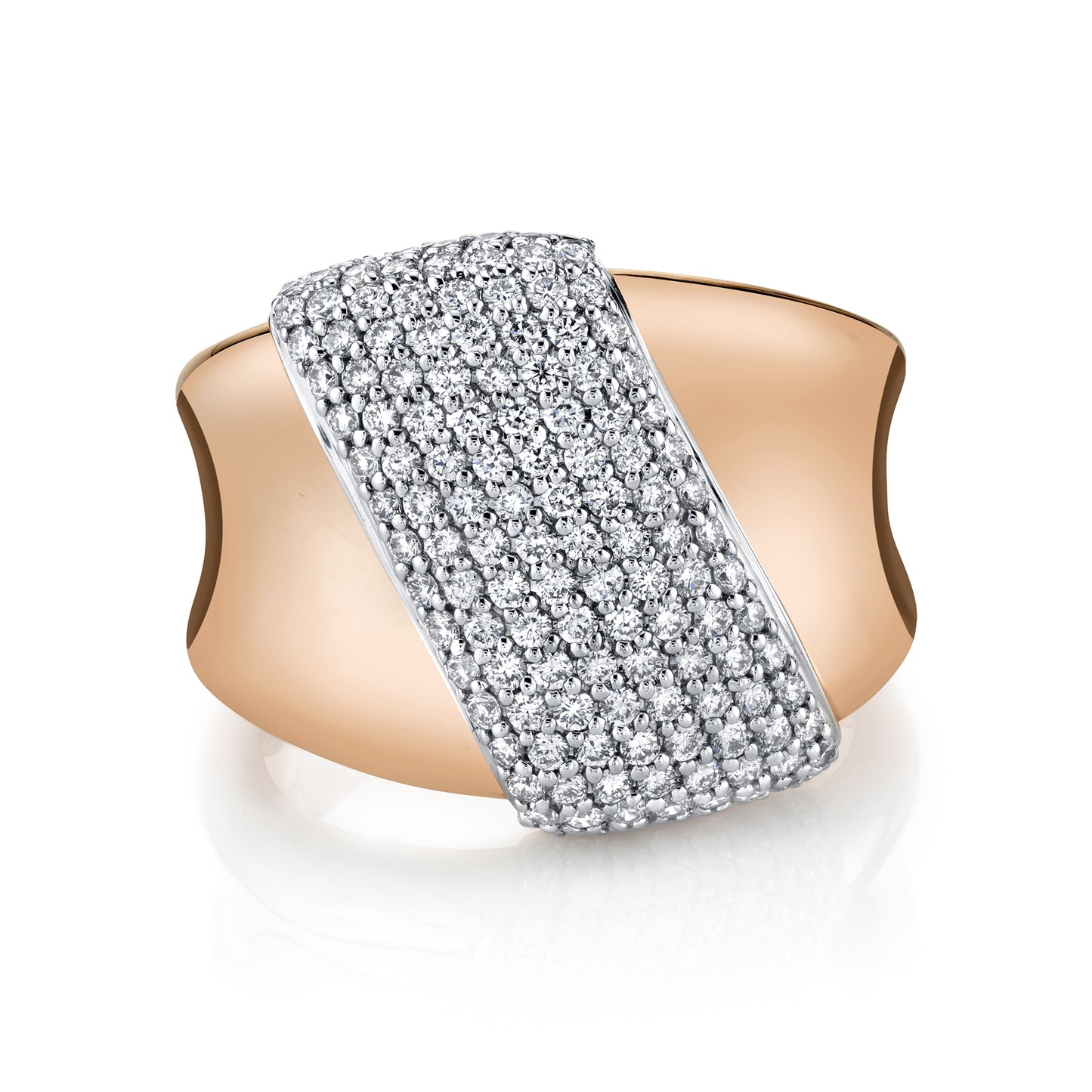 14k Gold Diamond Pave Slash Ring