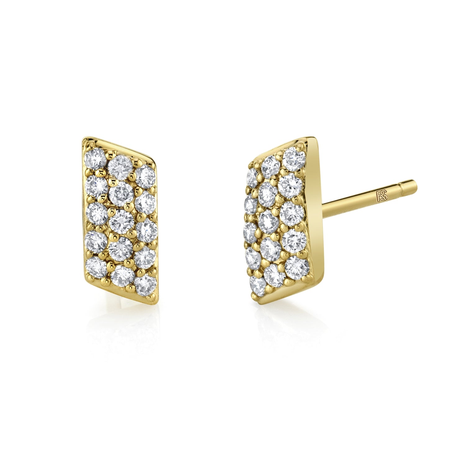 14k Gold Diamond Pave Slash Bar Earrings