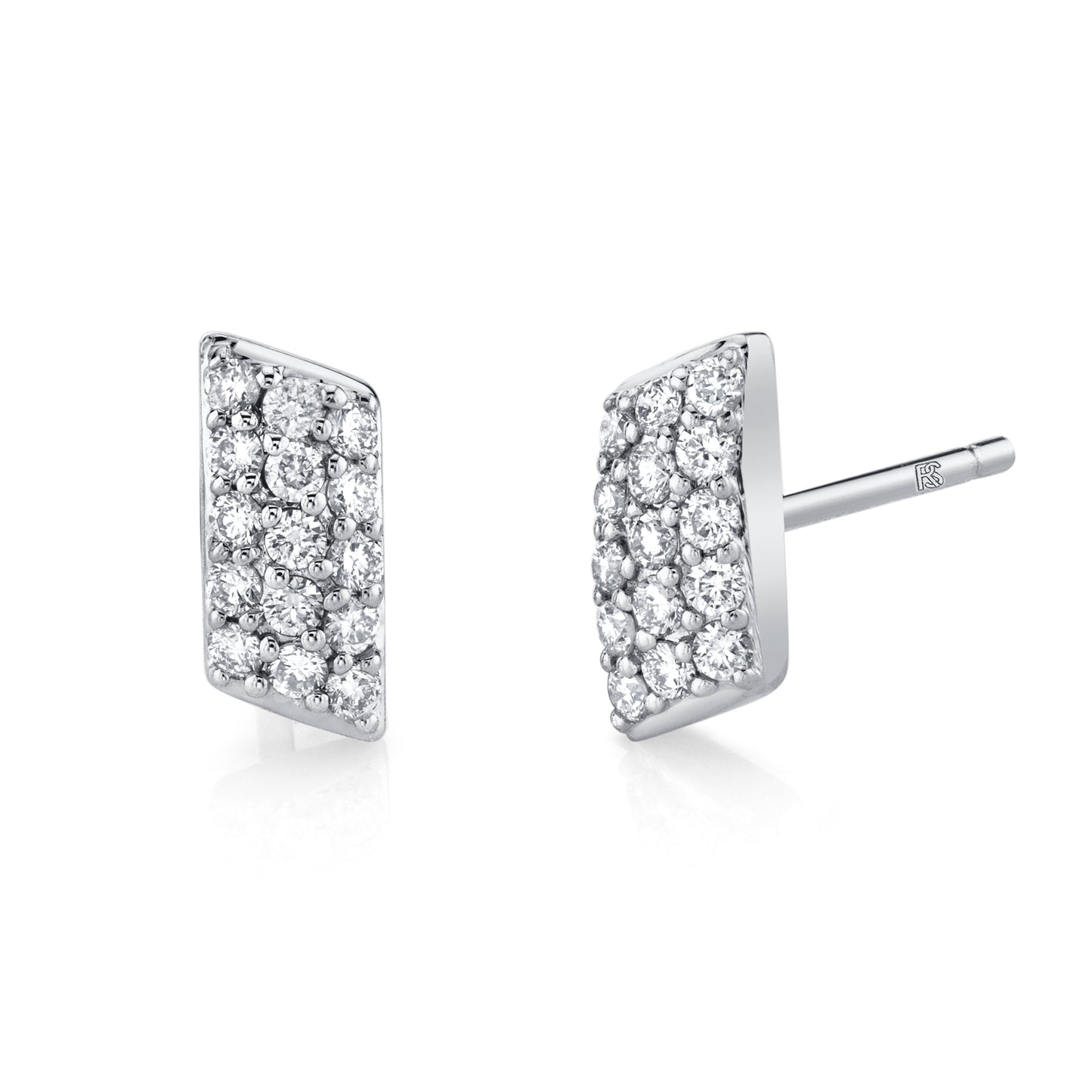 14k Gold Diamond Pave Slash Bar Earrings