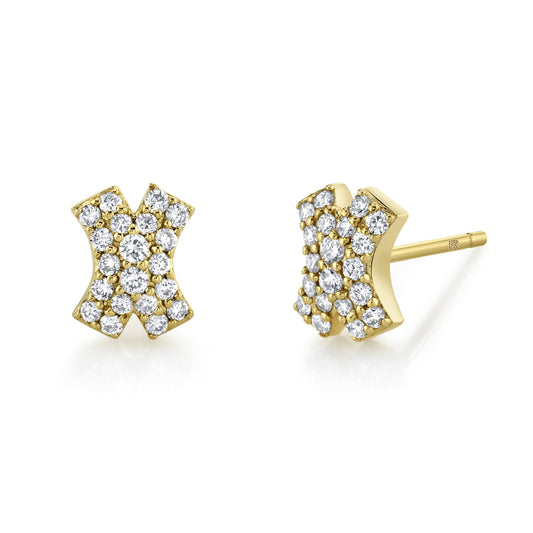 14k Gold Diamond Pave  X Earrings