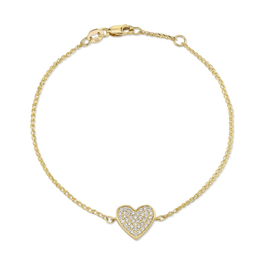 14k Gold Diamond Floating Heart Bracelet