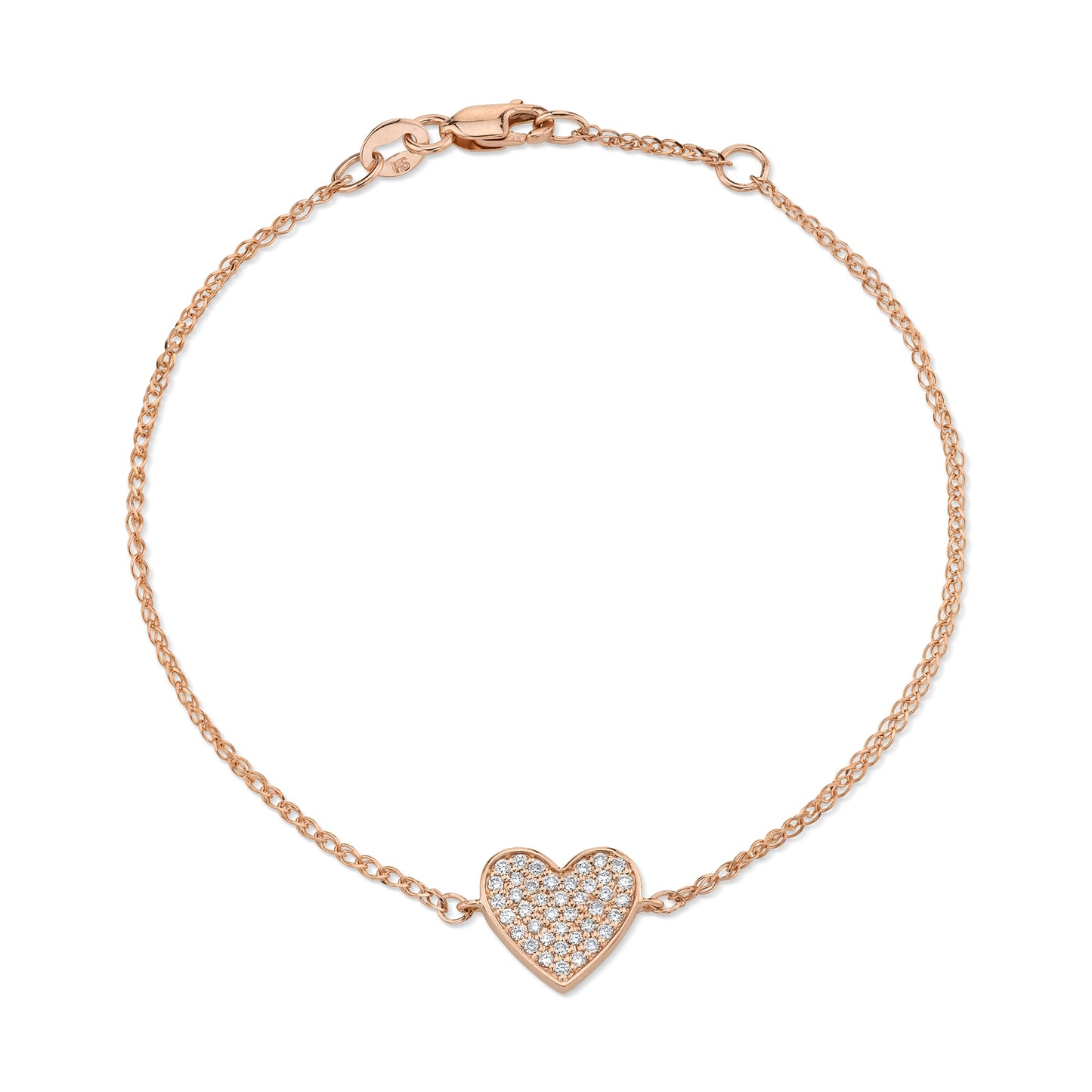 14k Gold Diamond Floating Heart Bracelet