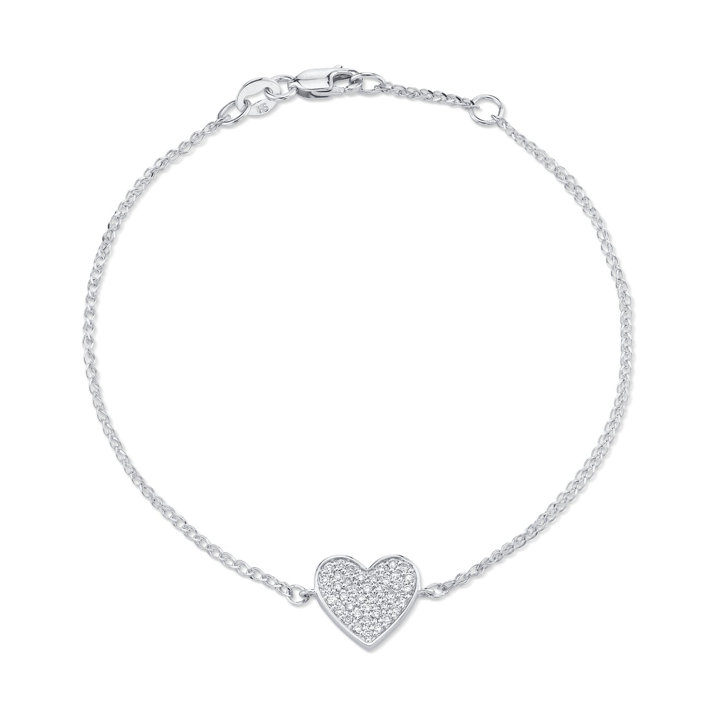 14k Gold Diamond Floating Heart Bracelet