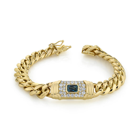 14k Gold Diamond and Gemstone Miami Cuban Link Bracelet