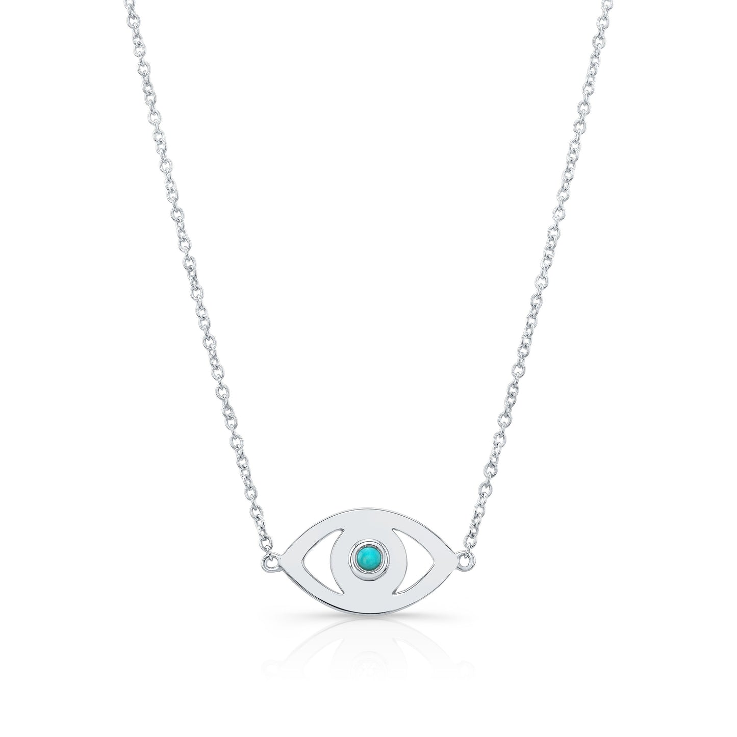 14k Gold Bezel Turquoise Evil Eye Necklace